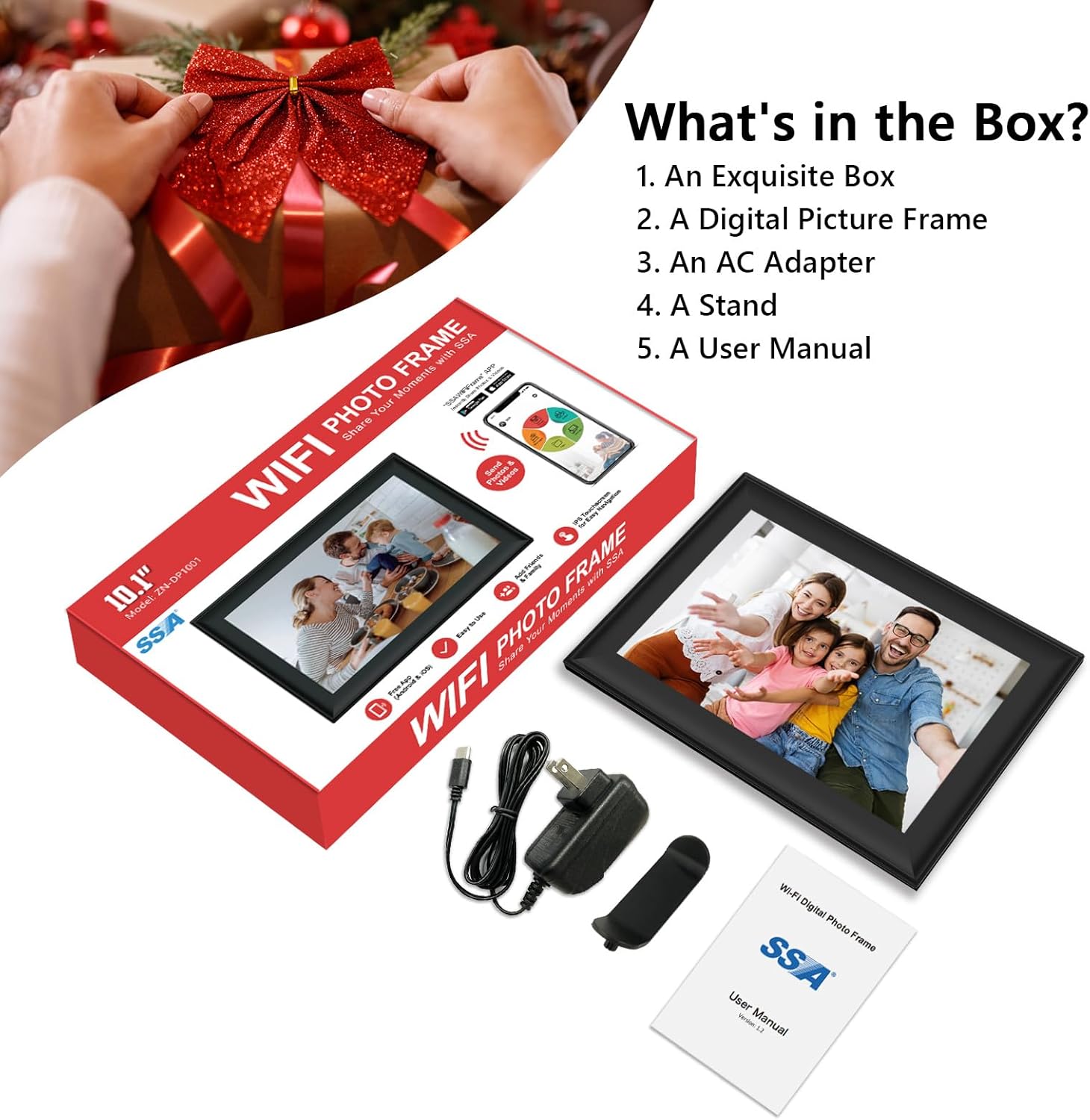 SSAWiFiFRAME Digital Picture Frame 10.1 inch Photo Frame, 32GB HD IPS Touchscreen, 50 Photos /200MB Video Sharing via Free APP Expandable Storage via USB or SD Card (up to 64GB),Birthdays, Christmas - Image 8