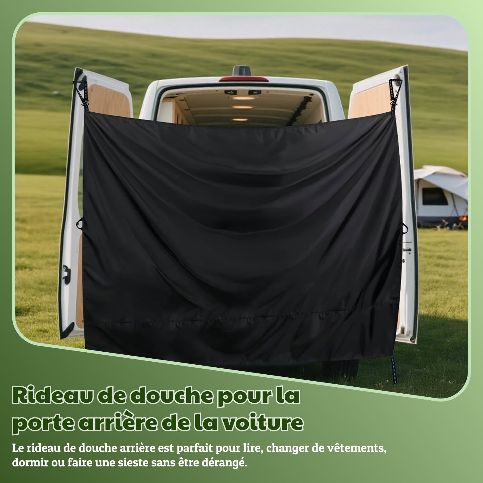Rideau De Douche Pour Porte Arrière Véhicule – 180x230 Cm – Tissu Oxford, Crochets Magnétiques – Intimité Camping, Soleil