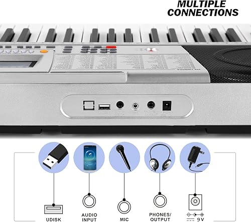 Miniatura 13 de MUSTAR MEK-300 - Teclado eléctrico de 61 teclas, teclado eléctrico con soporte, teclado de tamaño completo, piano de 61 teclas para principiantes