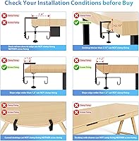 Vista 5 de KEEGH No Drill Under Desk Cable Management Tray - 28" Cord Management Under Desk - Clamp/Screw Mount - Support Upto 70lbs - Fabric Wire Management