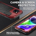 Beasyjoy for iPhone 14 Case Waterproof, Metal Full Body Protective Heavy Duty with Built-in Screen Protector, Military Grade Shockproof Dustproof Defender Rugged Case 6.1 Inch,Red
