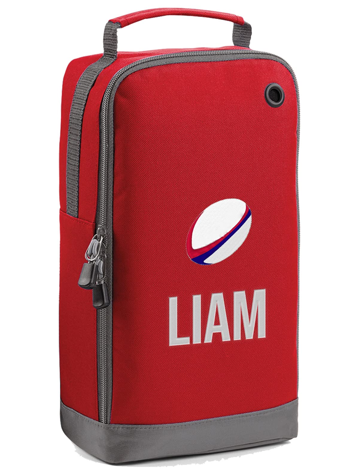Personalised Kids Rugby Boot Bag Embroidered with Rugby Ball and Childrens Name