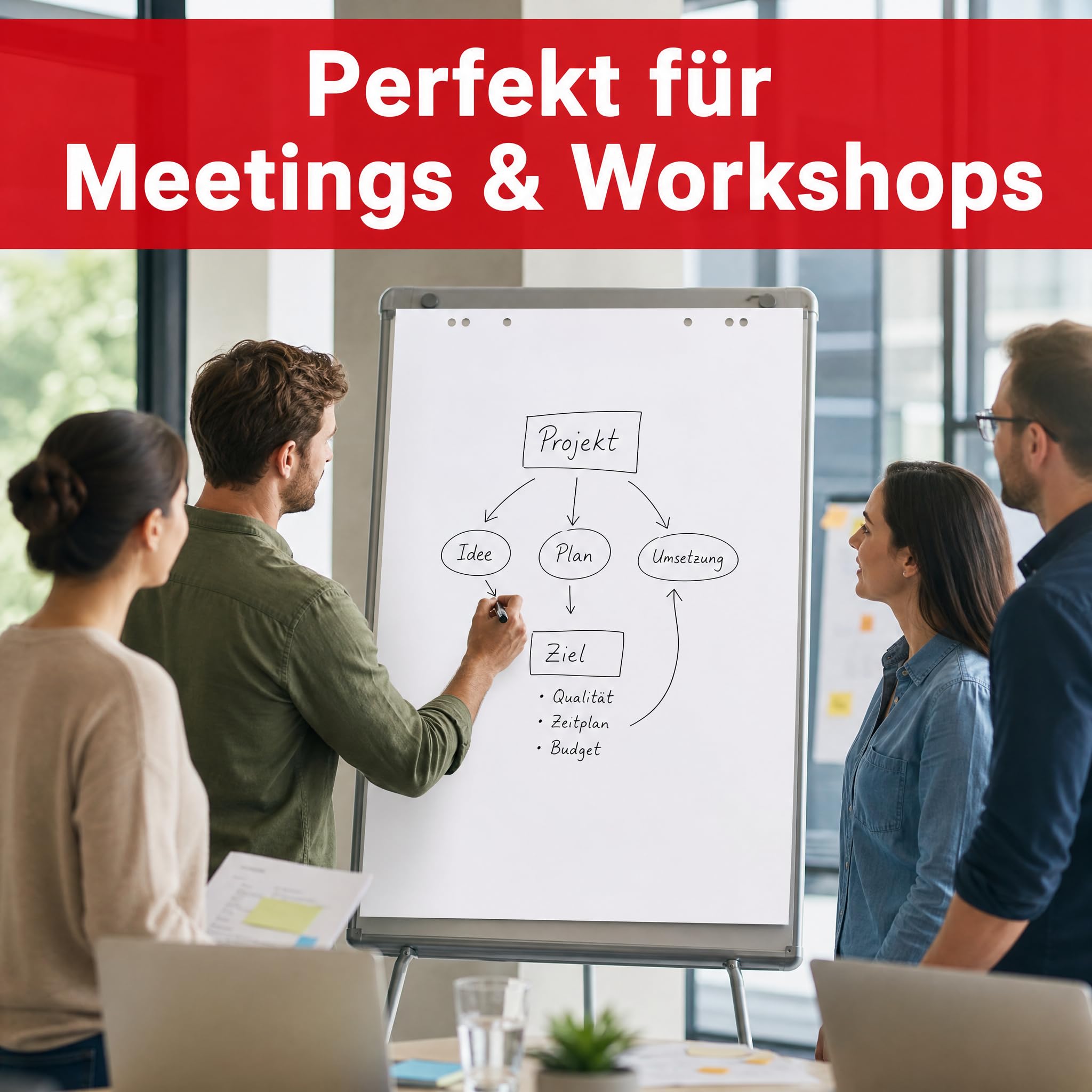 Conipa® - 2 x Flipchart Papier Block 65x98 cm weiß (BLANKO) 80 g/qm - 2 Flipchart-Blöcke à 20 Blatt - Whiteboard-Papier für Charts & Meetings (2 Blöcke Blanko)