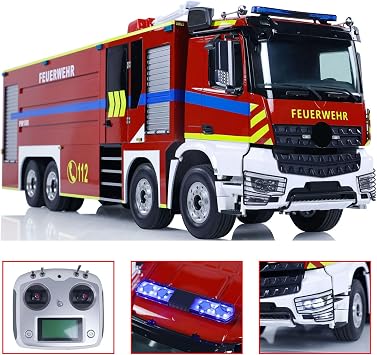1/14 8X4 RC Fire Truck RC Fire Sprinkler Water Cannon Vehicles Motor ESC Servo Sounds Lights I6S Radio Controller