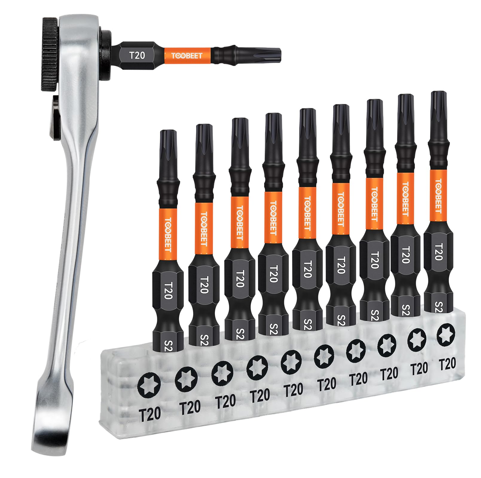 Toobeet Torx Impact Schraubendreher Bits Set, 11tlg. Magnetischen S2-Stahl 50mm T20 Schlagfeste Schrauber Bitsatz für Schlagwerkzeuge und Mini-Ratschenschlüssel