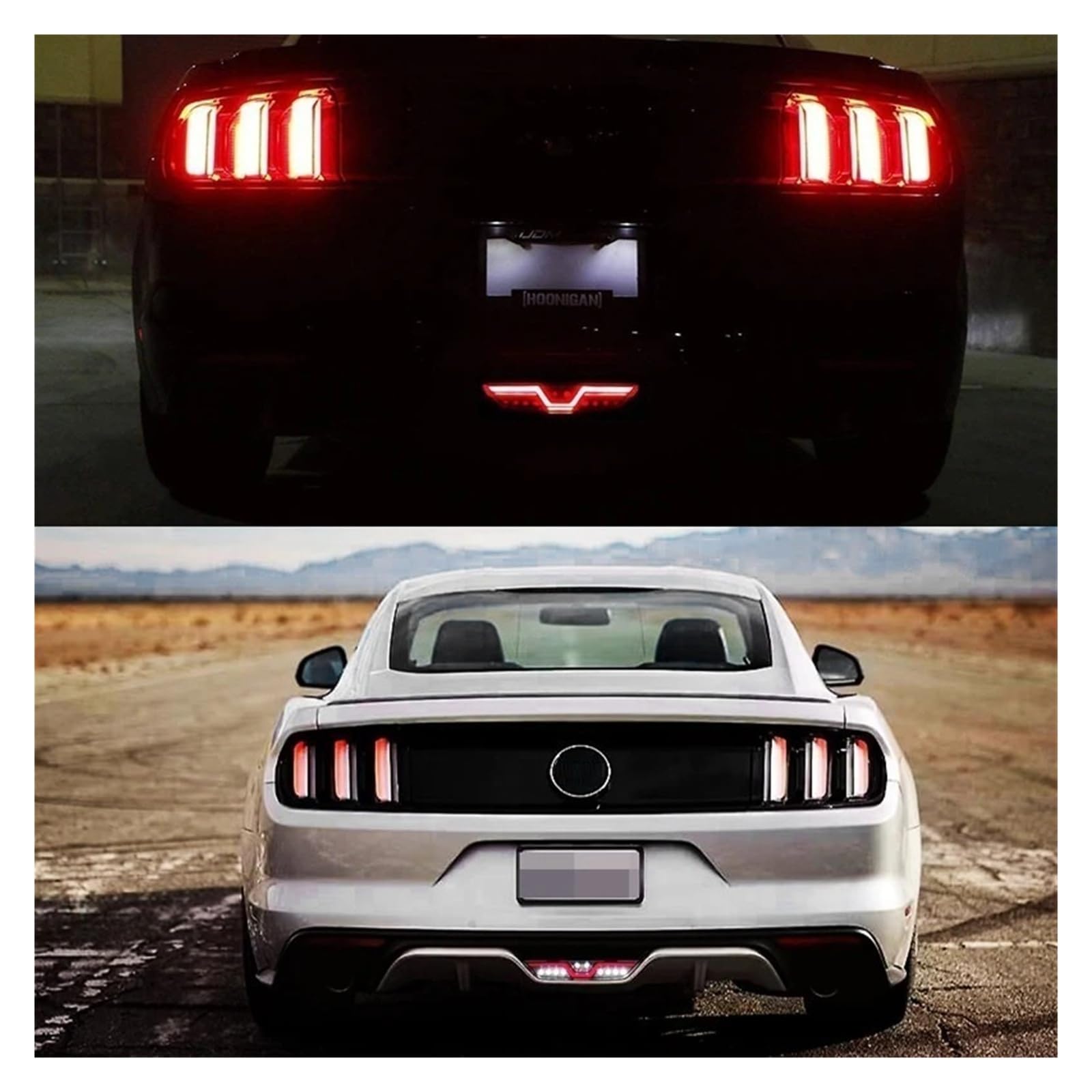 For Ford Mustang Gruppo fanale posteriore 3-in-1LED con anello LIGHT rosso brillante come lampada di coda/freno e LIGHT bianco come lampada di retromarcia di riserva