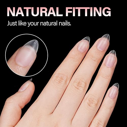 Vista 46 de AILLSA 450 puntas de uñas de gel extra cortas, puntas de uñas de gel de cobertura completa, punta de uñas postizas preliminadas a presión, 15