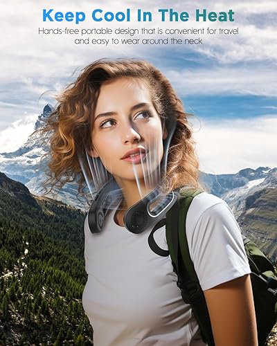 Miniatura 4 de Hotsales Ventilador de cuello, manos libres, sin aspas, portátil, recargable, ventilador de cuello de enfriamiento de 360, 4 velocidades,