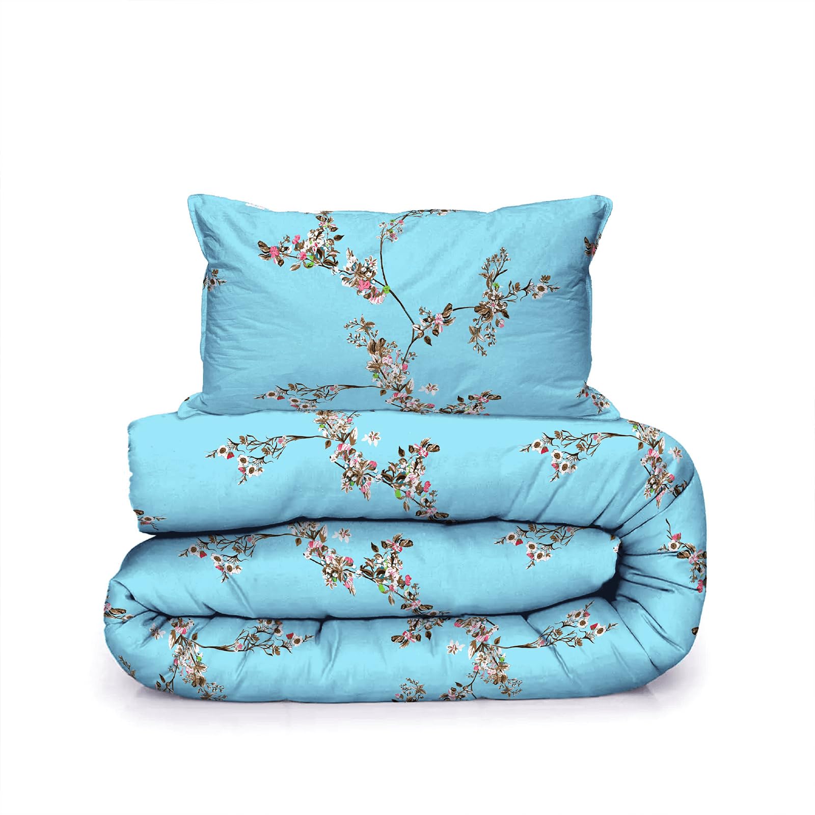 EverSoft Bedding 4Pcs Set 100% Egyptian Cotton Printed Duvet Cover Double Size with 1x Printed Fitted Sheet & 2 Matching Pillowcase Pair 400 Thread Count Quilt Reversible Double Duvet Cover Set - Image 2