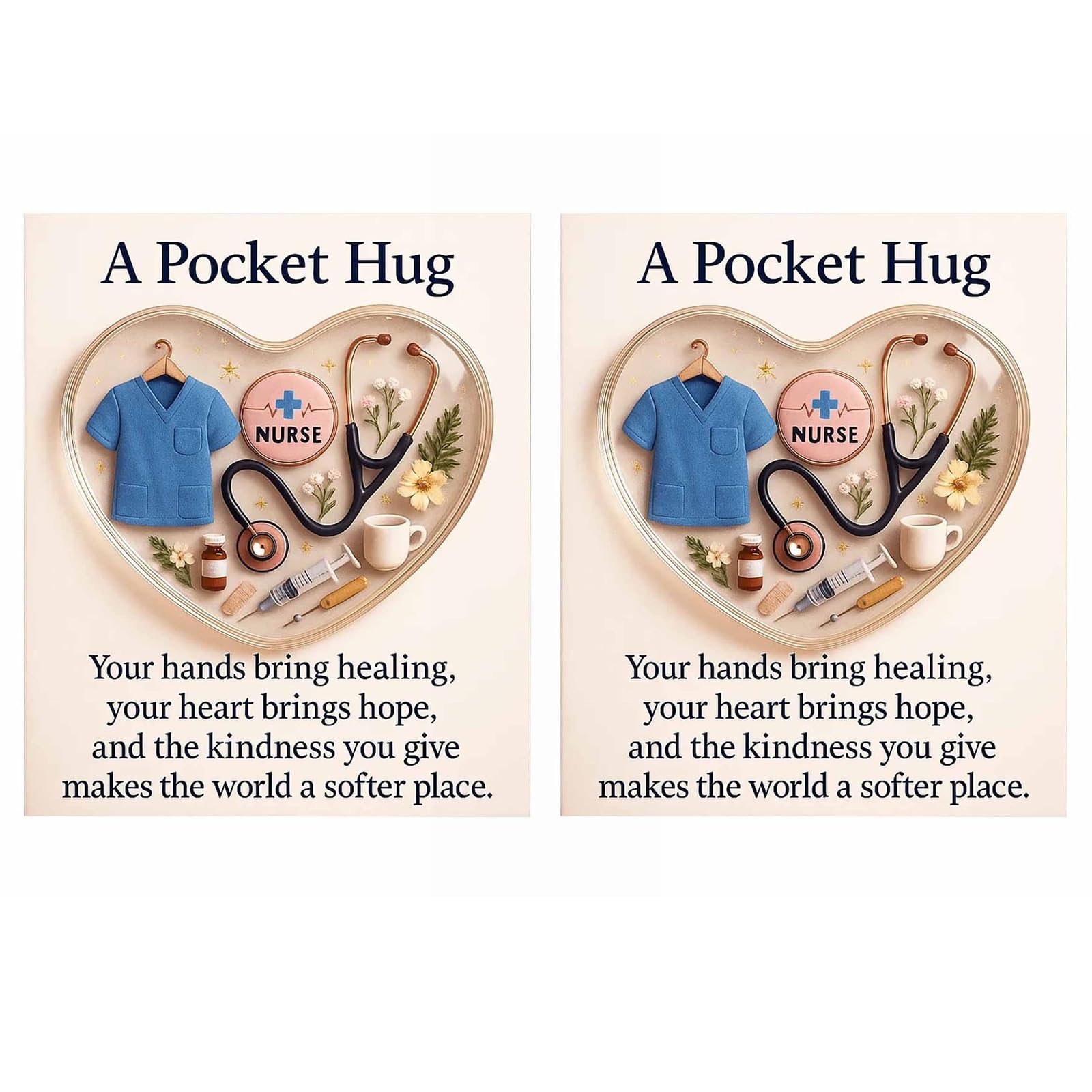 TEMOOUES Multipurpose Acrylic Heart Pocket Nurse Hug Portable Inspirational Card for Nursing Students Medicals Staff Nurse Love Card