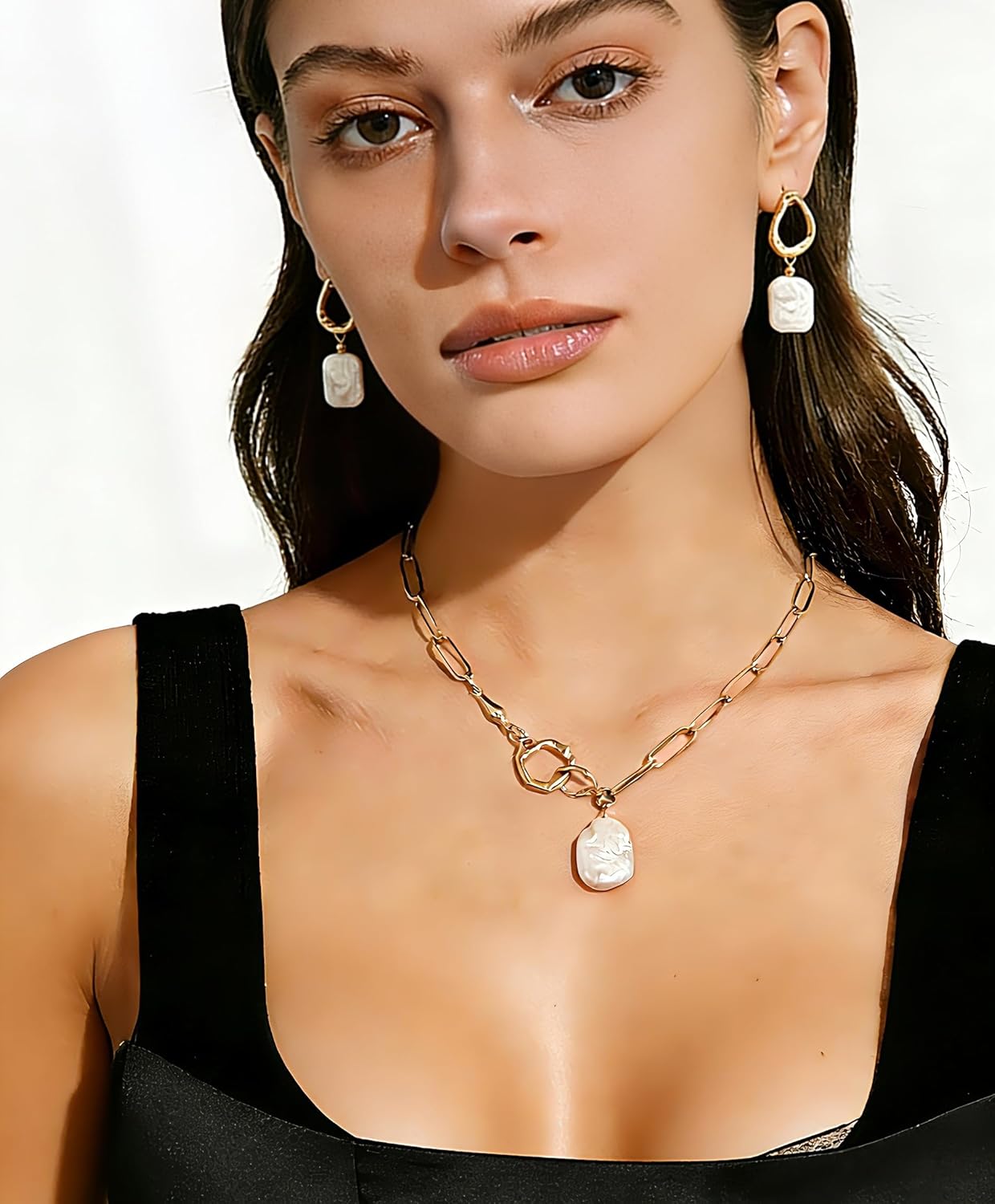 Baroque Pearl Earrings for Women - 14K Gold Plated Lightweight Cultured Freshwater Drop Dangles for Beach Weddings Birthday Gift, Daily Elegance & Sensitive Ears