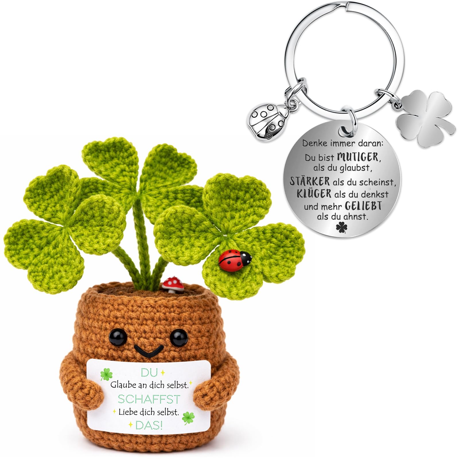 Farbeele Positive Figur und Glücksbringer-Schlüsselanhänger, Pocket Hug, MutmacherGeschenk, Gute Besserung Geschenk, Glücksbringer Prüfung Geschenk, Geburtstagsgeschenk