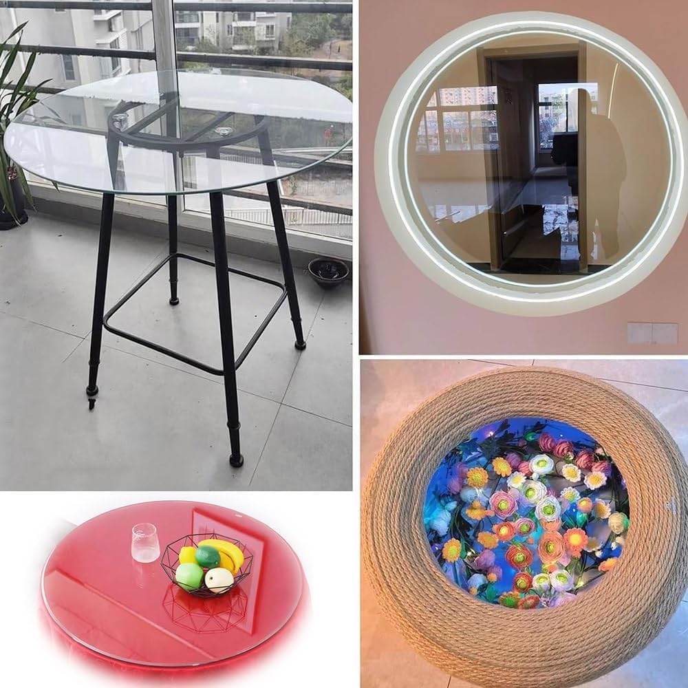 Round Tempered Glass Table Top 11in 14in 18in 19in Small Coffee Tabletop Clear Glass for Patio/Dining Table Tops Protector(750mm/30in)