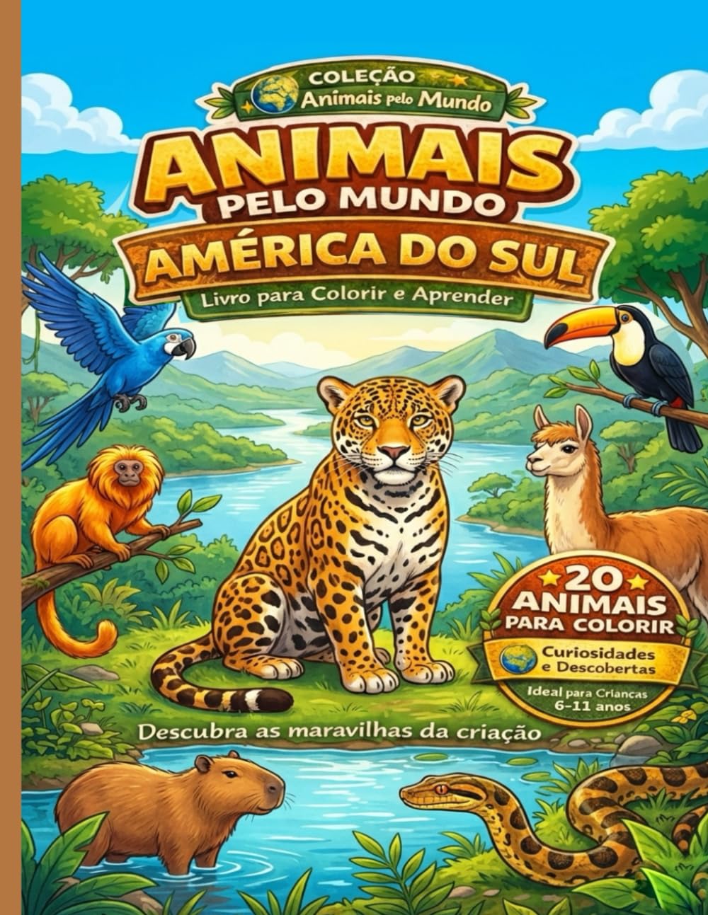 Animais pelo Mundo: América do Sul: Livro para colorir e aprender