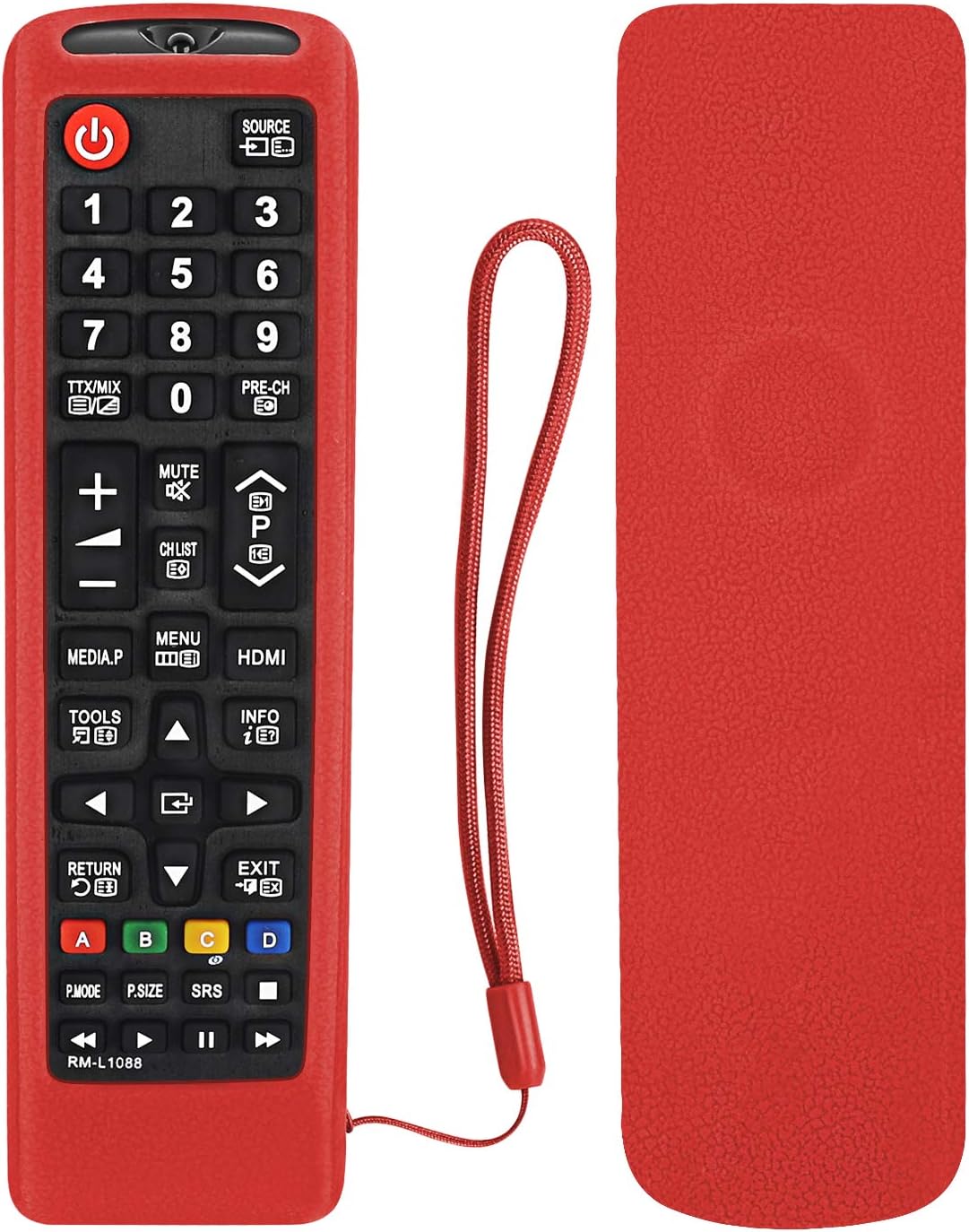 Protective Silicone Remote Case for Samsung TV AA59-00741A AA59-00786A BN59-01175N BN59-01315B Remote Control, Shockproof, Anti-Slip, Washable - Red
