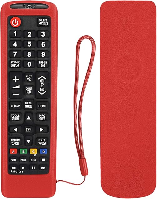 Protective Silicone Remote Case for Samsung Smart TV AA59-00741A AA59-00786A BN59-01175N BN59-01315B BN59-01199F Remote Control, Shockproof, Washable, Skin-Friendly Remote Cover with Loop (Red)