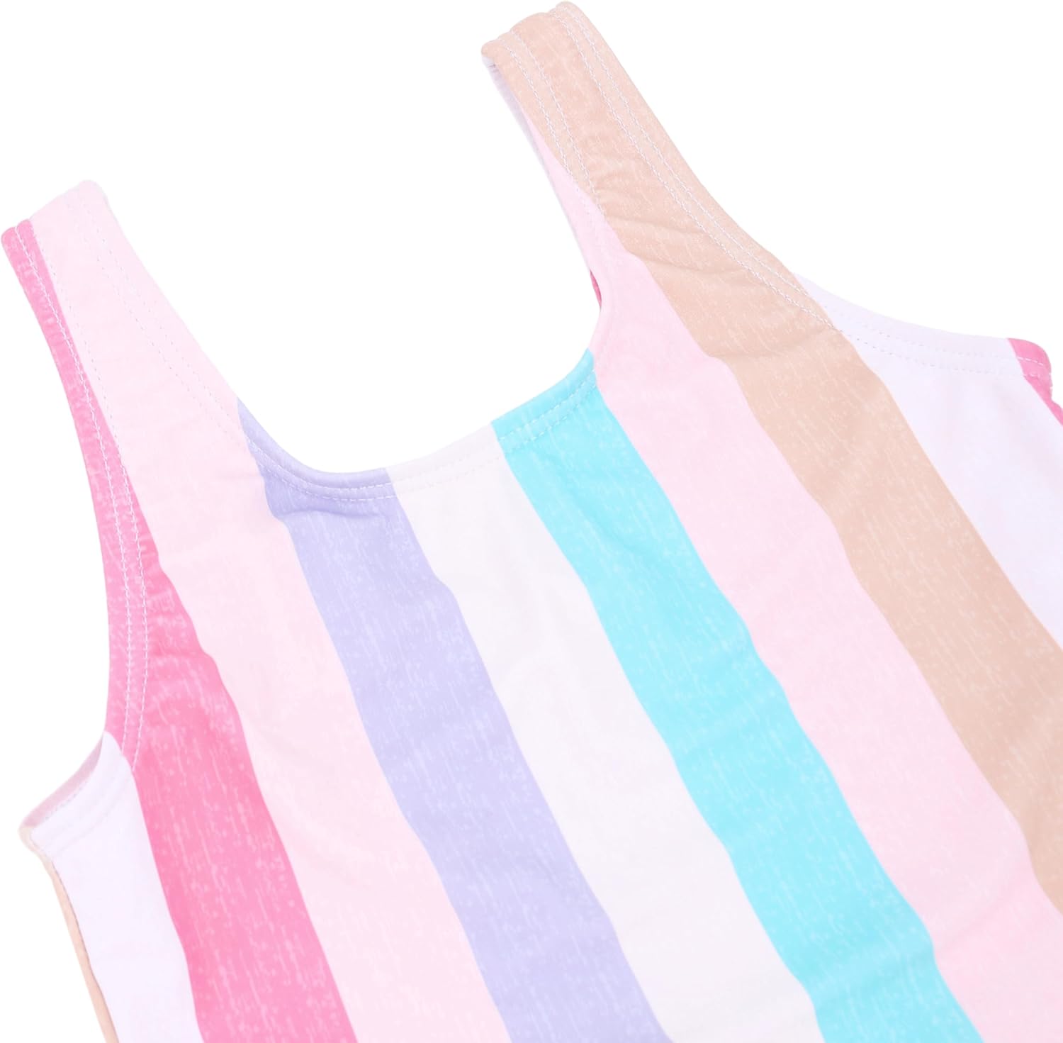 LIZENS Girls' One-Piece Swimwear Cute Striped Bathing Suit with Rainbow - Image 2