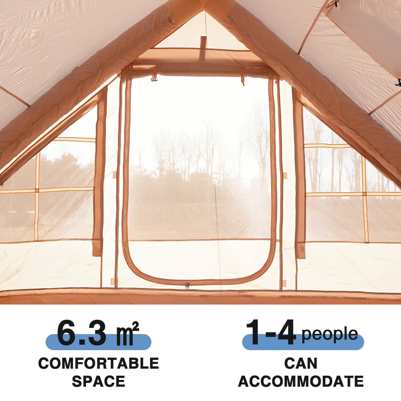 Tende da Campeggio Gonfiabile 6.3m2 Impermeabile PU3000+ con Pompa Resistente al rifugio Oxford Glamping Escape Family Outdoor Adventure Breathable Mesh Structure Quick Setup
