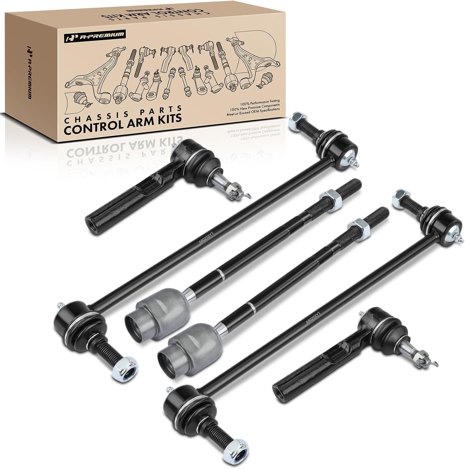 A-Premium Set of 6, Front Sway Bar Link, Inner & Outer Tie Rod End, Compatible with Chevrolet Malibu 2004 2005 2006 2007 2008 2009