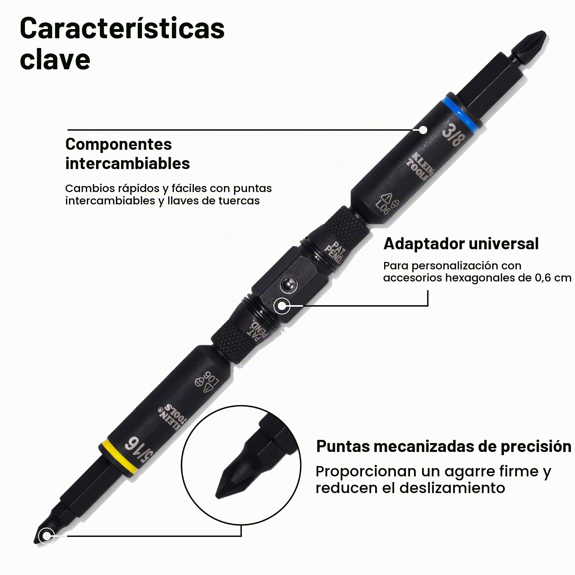 Klein Tools 32500HDRT KNECT Destornillador de carraca, destornillador multibrocas/llave de vaso, herramienta 11 en 1 apta para impacto con puntas Phillips, planas, cuadradas y Torx