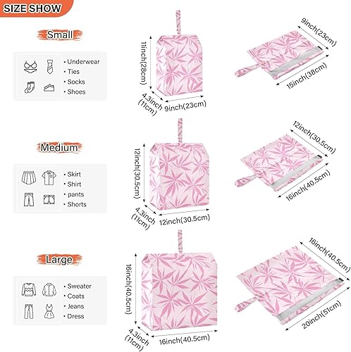 Miniatura 3 de Maple Leaf Pink 3 Piecing Packing Travel Bag Portable Storage Bags For Travel Storage Bags For Clothes Clothing Organizer