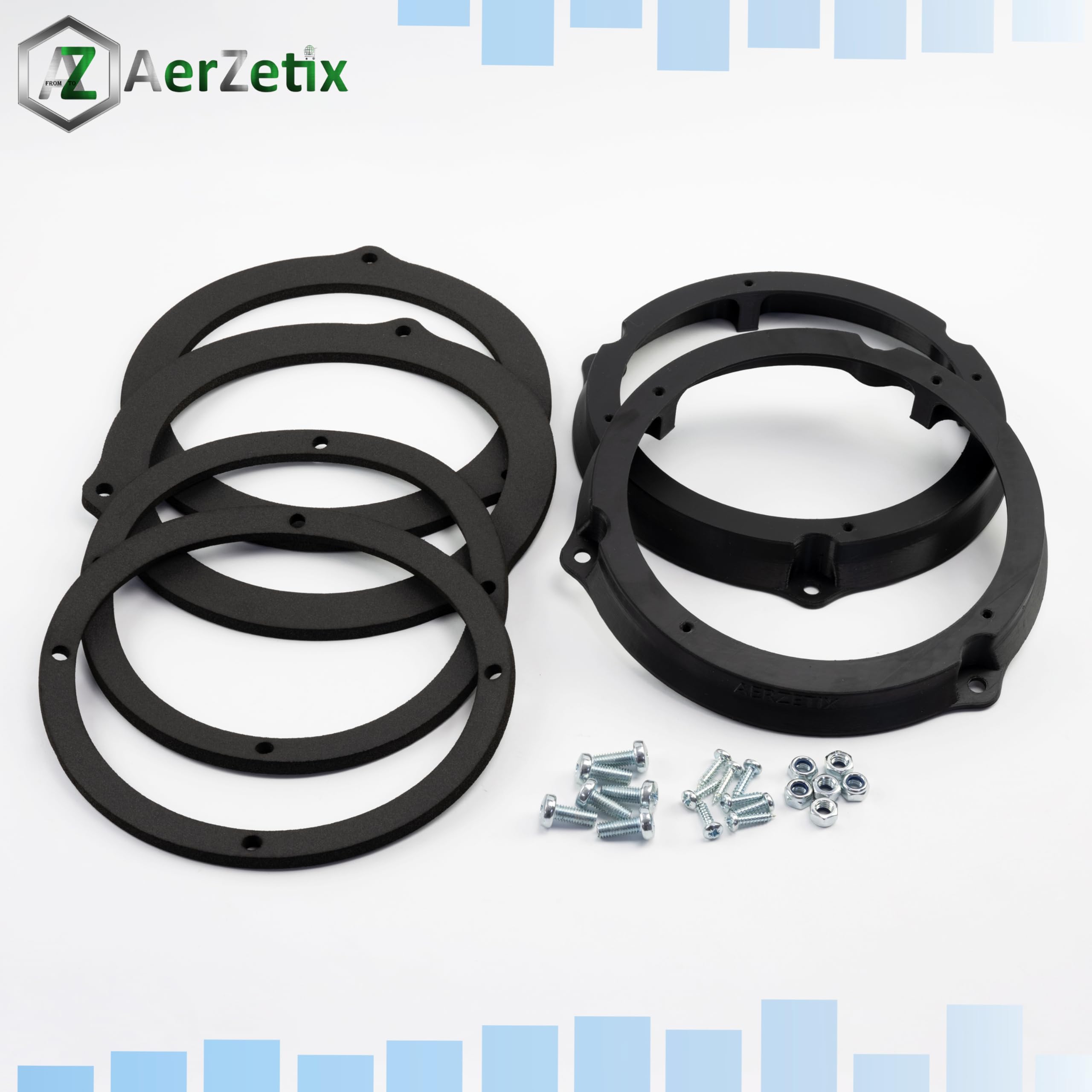 Aerzetix | Kit 2 adattatori per altoparlanti Ø165 mm | portiere anteriori/posteriori | compatibile con Ford B-Max, C-Max, Focus Mk3, Kuga, Mondeo Mk4 Mk5, Ranger, Transit Connect Custom