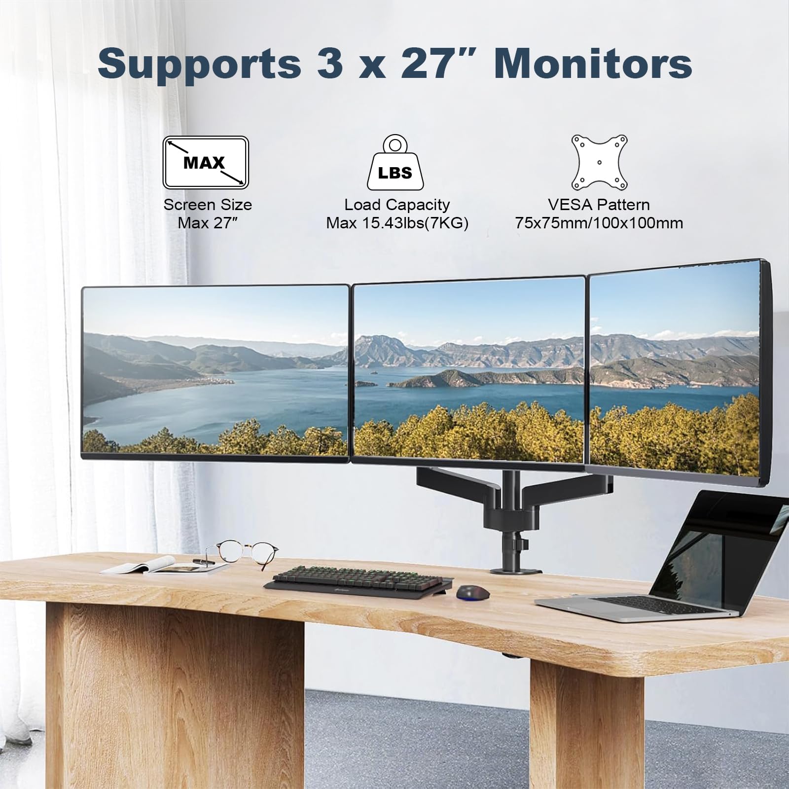 3 Monitor Stand For Desk Mount-It! Triple Monitor Stand - Gas Spring ...