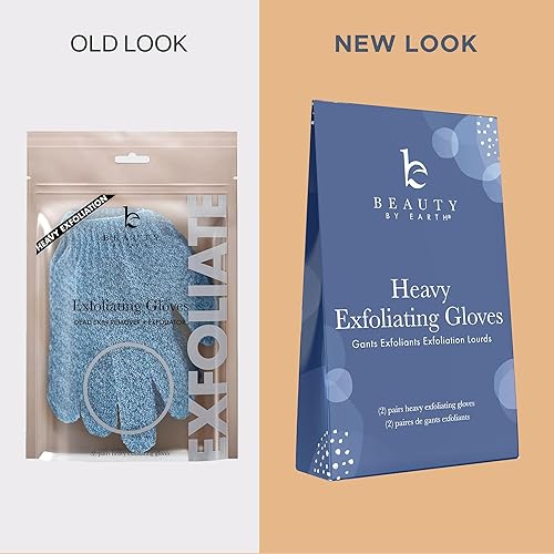 Miniatura 8 de Guantes exfoliantes (4 piezas, 2 pares)  Guantes de ducha pesados para exfoliación corporal, exfolia y elimina la piel muerta, rellenos de