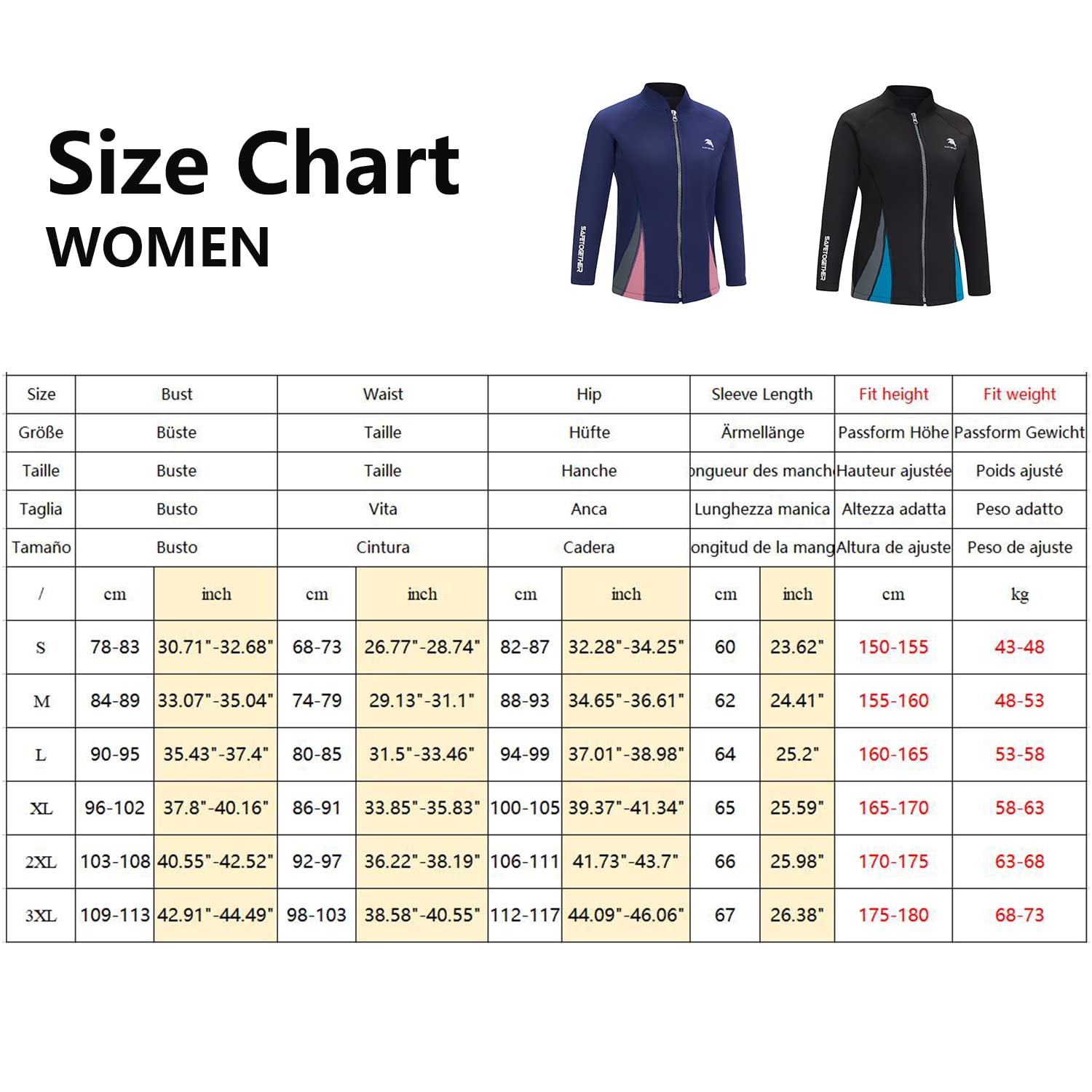 Haut de Combinaison en Néoprène 2 mm pour Femme - Veste de Plongée Chaude à Manches Longues pour Natation, Surf (3XL, Noir)