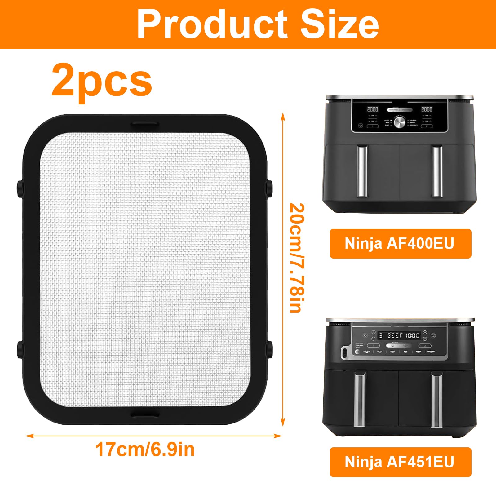 Paraspruzzi in acciaio inox a maglia fine per Cosori Airfryer 8