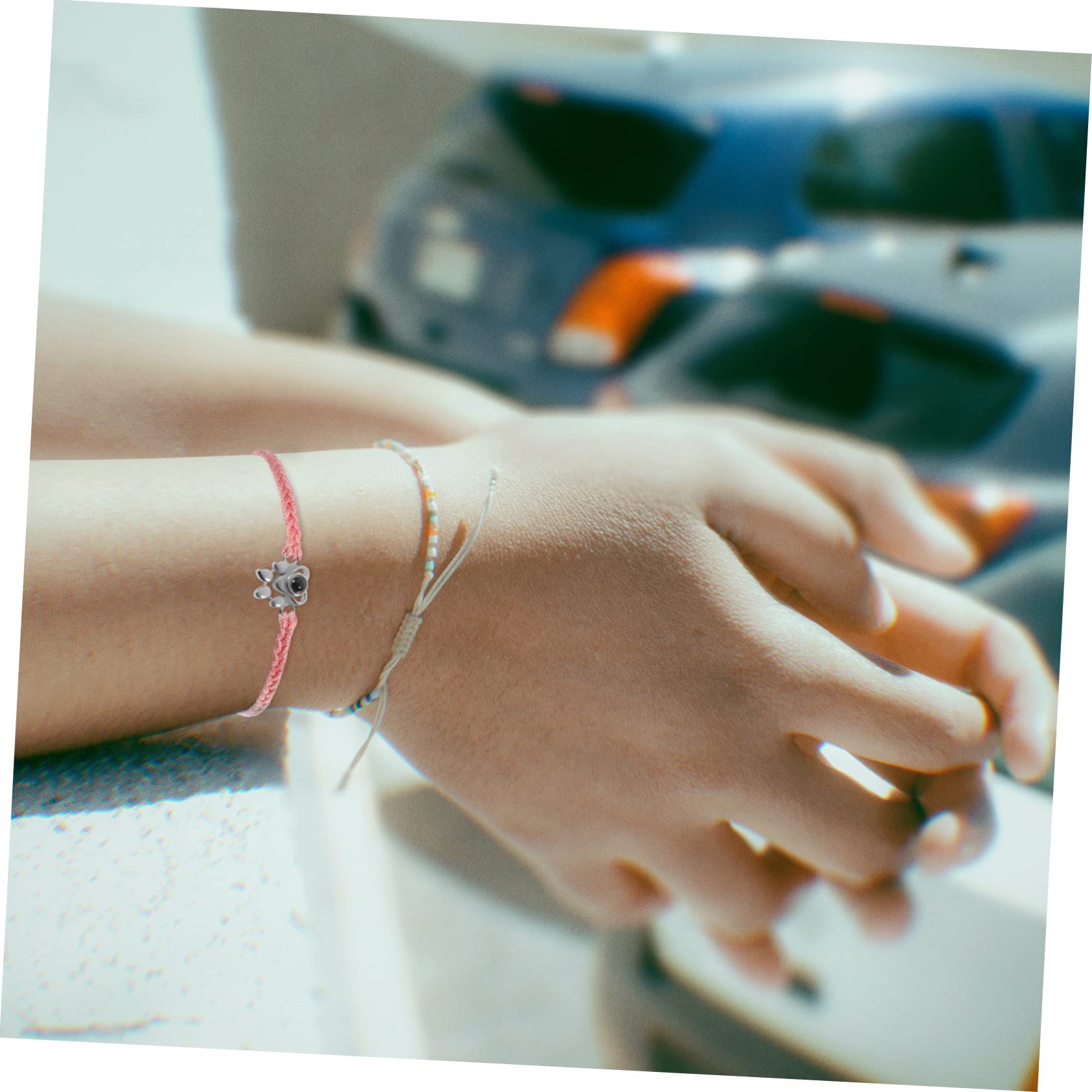 Abaodam 8 Piezas Pulsera Trenzada Cuerda Trenzada Tejida Pulseras Tejidas Envoltura Tejida De Verano Encanto Del Círculo De La Imagen Amantes Ronda Cordón De Mano Cuerda De Tela
