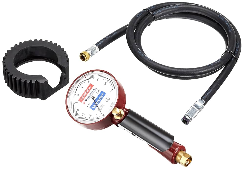Pistola Per Pressione Pneumatici SCHRADER Professionale - Manometro 80mm, Tubo 1.5mt, 0.7-11 Bar