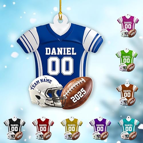 Miniatura 8 de MoonArt Adornos de fútbol personalizados con nombre 2023, adornos personalizados de fútbol de Navidad, adorno colgante para árbol de Navidad