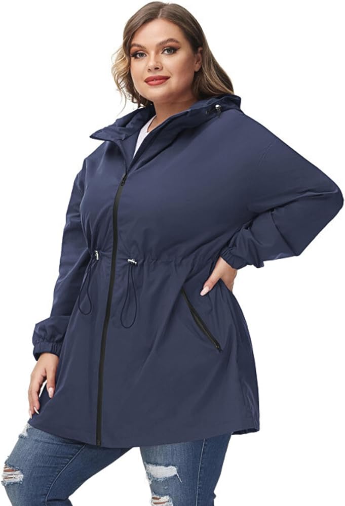 Amazon.com: Hanna Nikole Rain Coat for Women Outdoor Trench