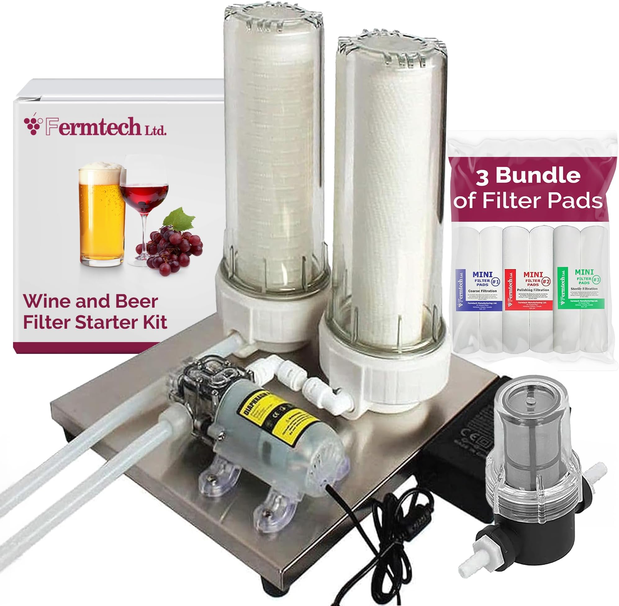 Buon Vino Mini Jet Filter Starter kit with Pre-Screen, 4 Sets of #2 Filters by Ubrewusa