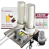 Fermtech Mini 2 Electric Sediment Filter Starter Kit with Pre-Screen, Bundle of Filters. Stainless Steel Wine/Beer/Juice/Kombucha/Liquid Filtering System. Home Pro 10 Inch. Jet Filtration Technology.