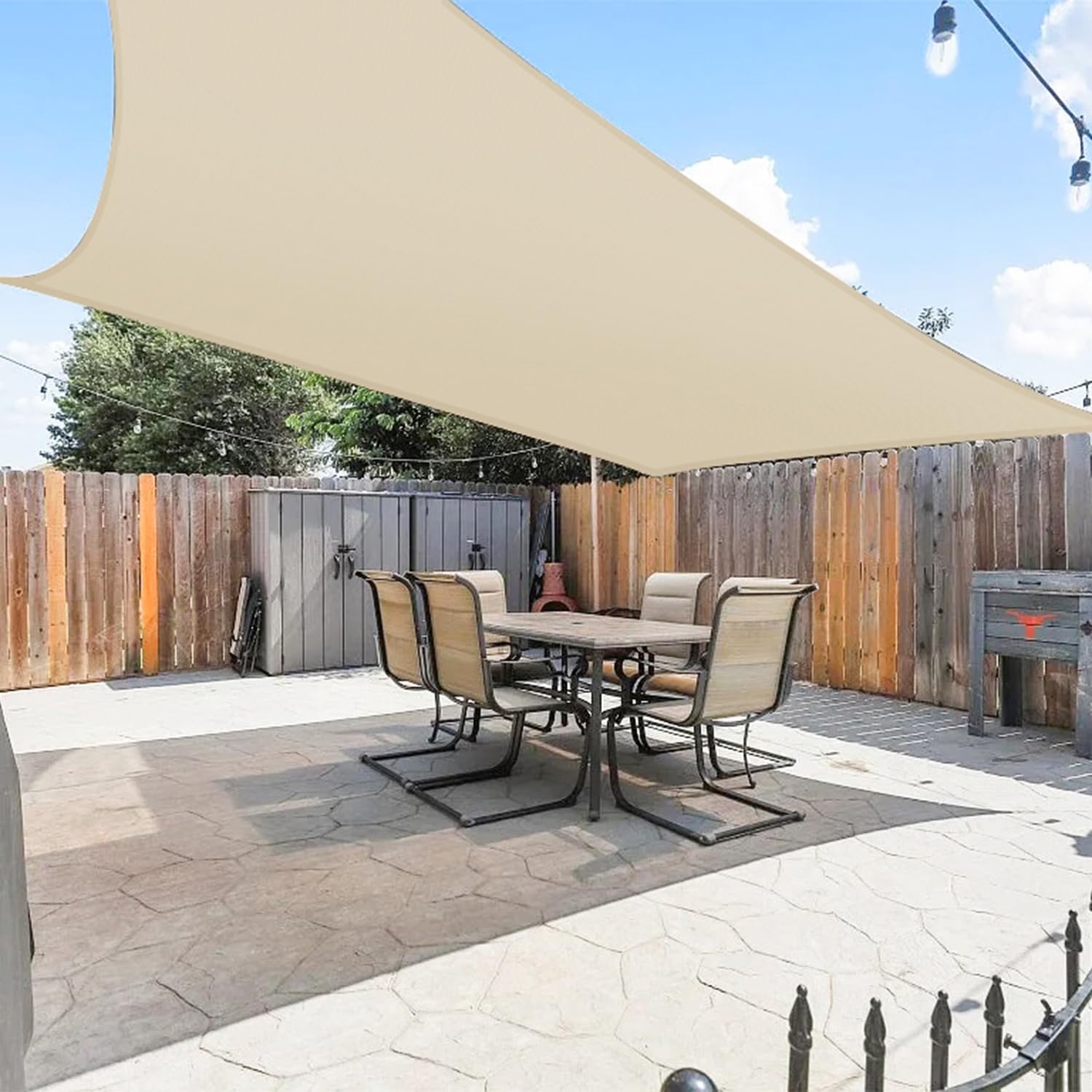 E&K Sunrise 10' x 10' Waterproof Sun Shade Sail Outdoor Rectangle Canopy Shade Cover UV Block for Pergola Patio Backyard Garden Deck (Beige)