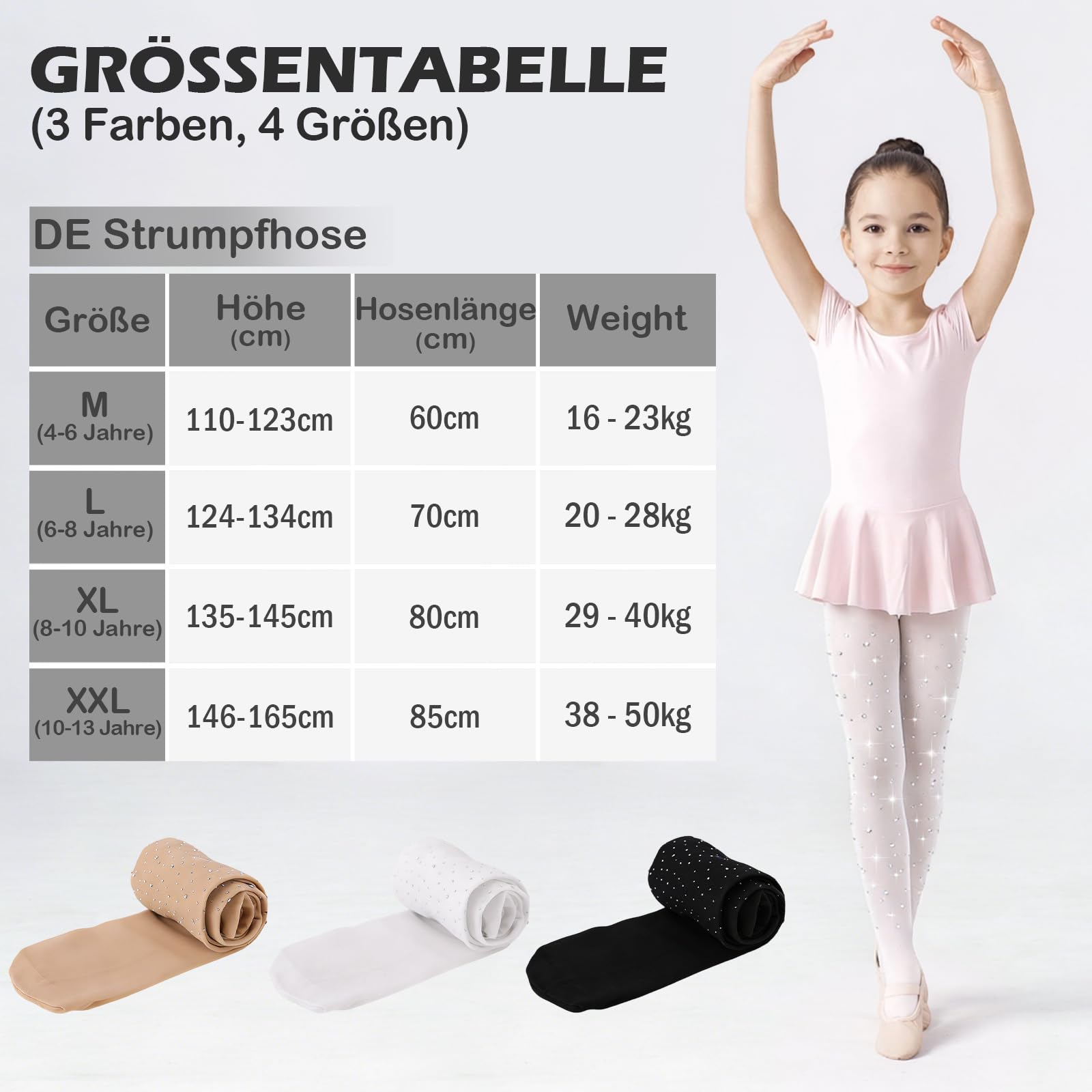 Mallas de ballet niña 60 deniers semiopacas brillantes pedrería leggings forro térmico