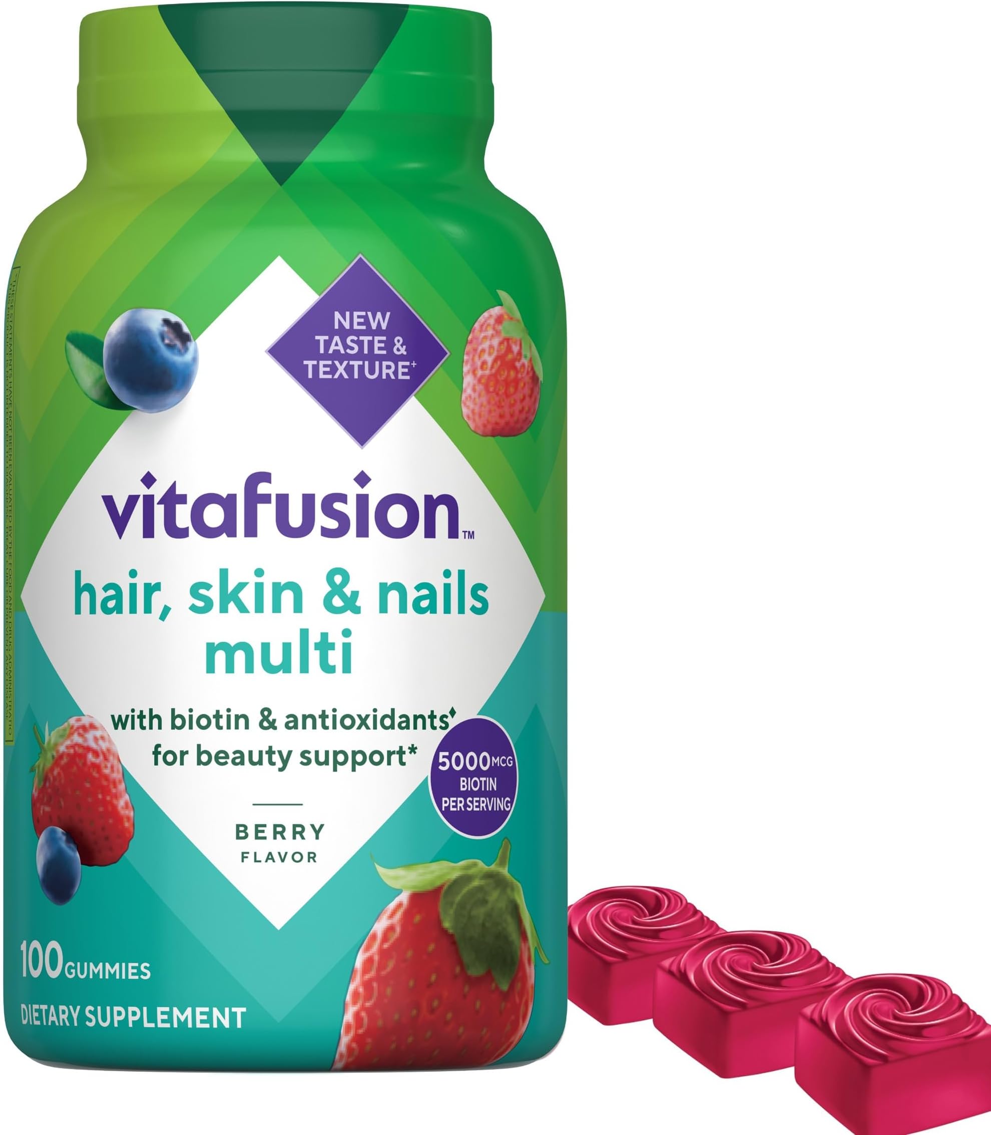 Vitafusion Raspberry Flavor Gummies - 100 Ct | 100 Count | Advanced Gummy Vitamins for Adult Women & Men | Yummy Berry Flavor | Gluten Free Multivitamin Supplement