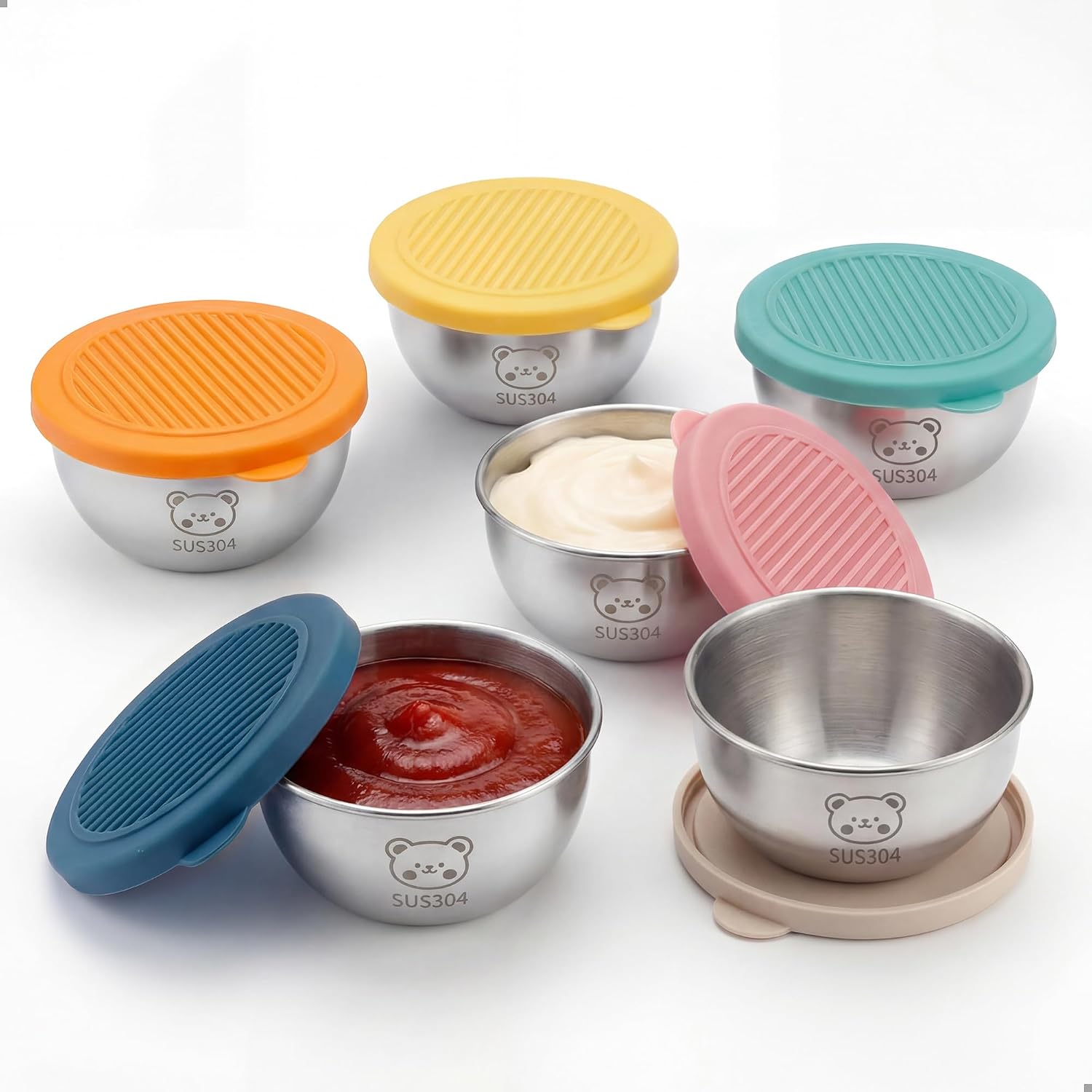 2.4 oz Salad Dressing Container, Small Condiment Container with Lids 6 Pack
