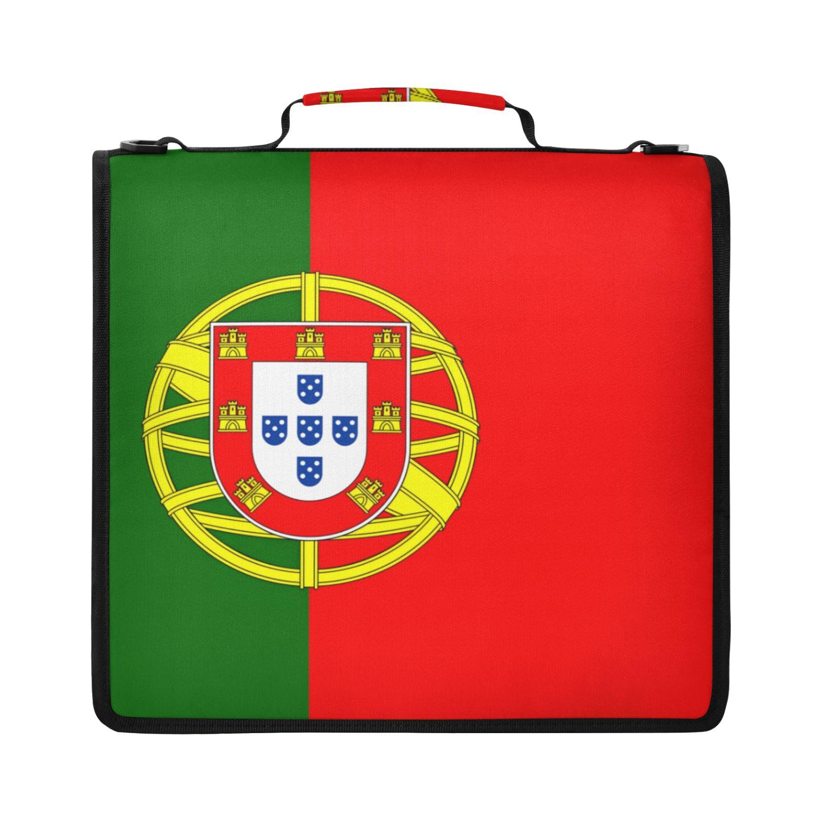 Portugiesische Flaggenmuster Reißverschluss 3-Ringbuchtasche