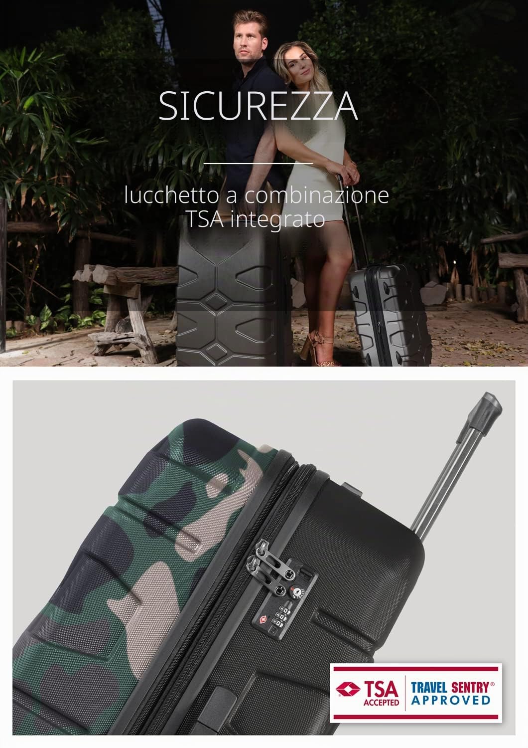 HAUPTSTADTKOFFER - X-Kölln - Valigia da viaggio espandibile rigida e legera, grande 76 cm, Trolley ABS, TSA, 107-120 litri, Camuffamento