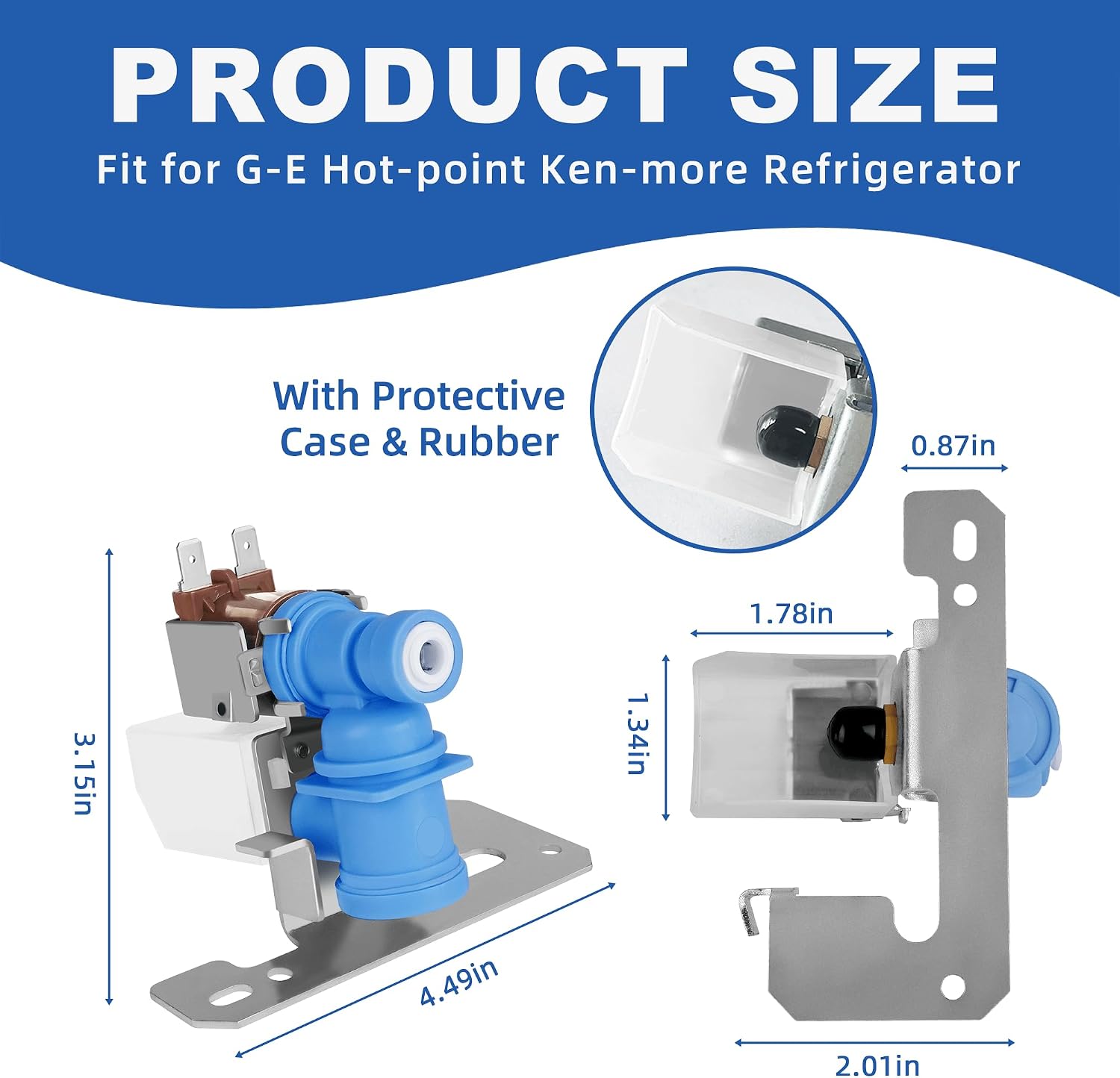 WR57X10033 riv-11ae-2 Refrigerator Icemaker Water Inlet Valve Compatible with G-E Hot-point Ken-more 1/4" Inlet Fitting Icemaker Water Inlet Valve Replaces WR57X0093-1 Year Warranty By Fetechmate