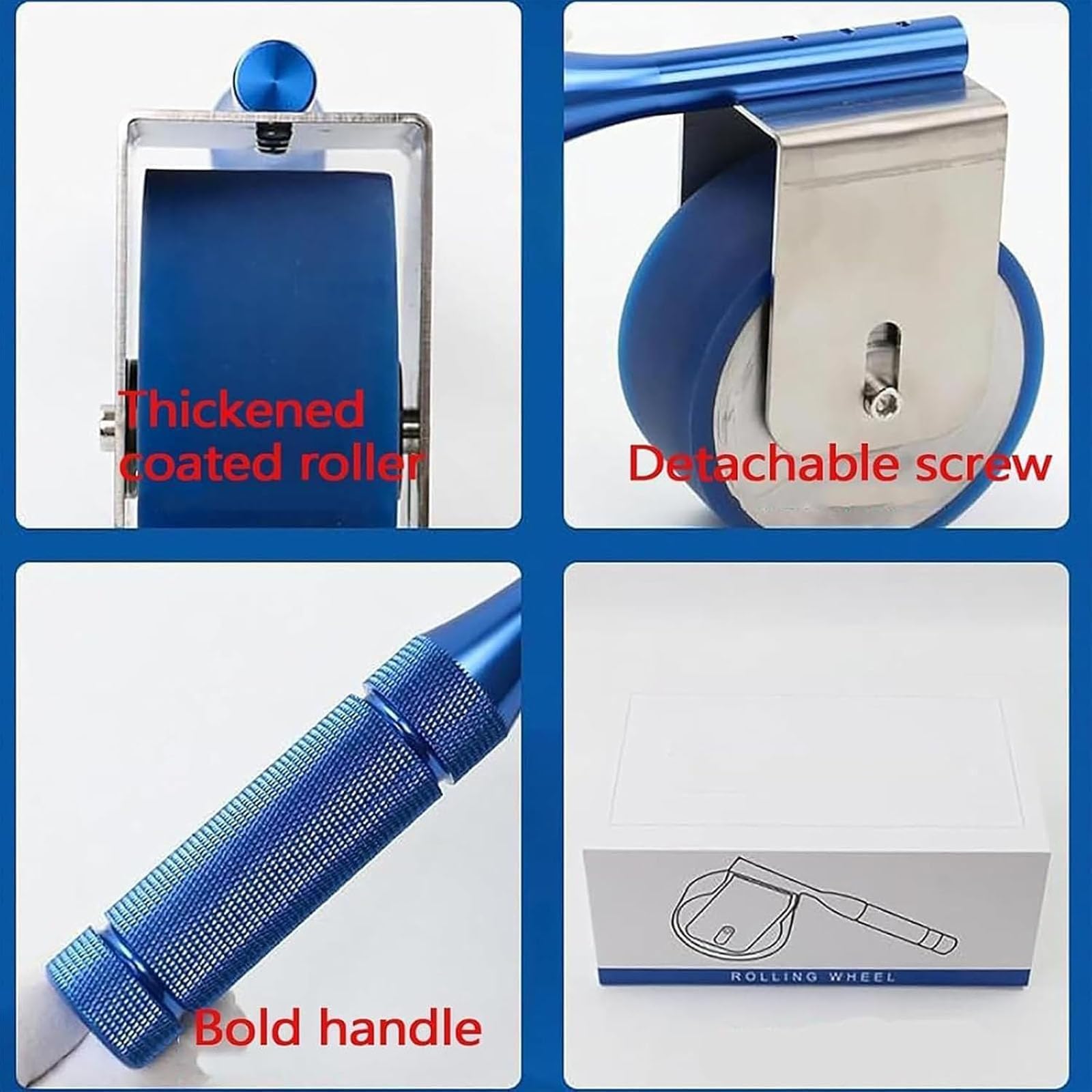 Herramienta de Prueba de Adhesión con Rodillo Manual, Rodillo Estándar 2kg | Rodillo de Presión Probador de Adhesión de Cinta, Caucho PU & Mango Antideslizante, Para Suelo Vinílico Papel Pintado(blue)