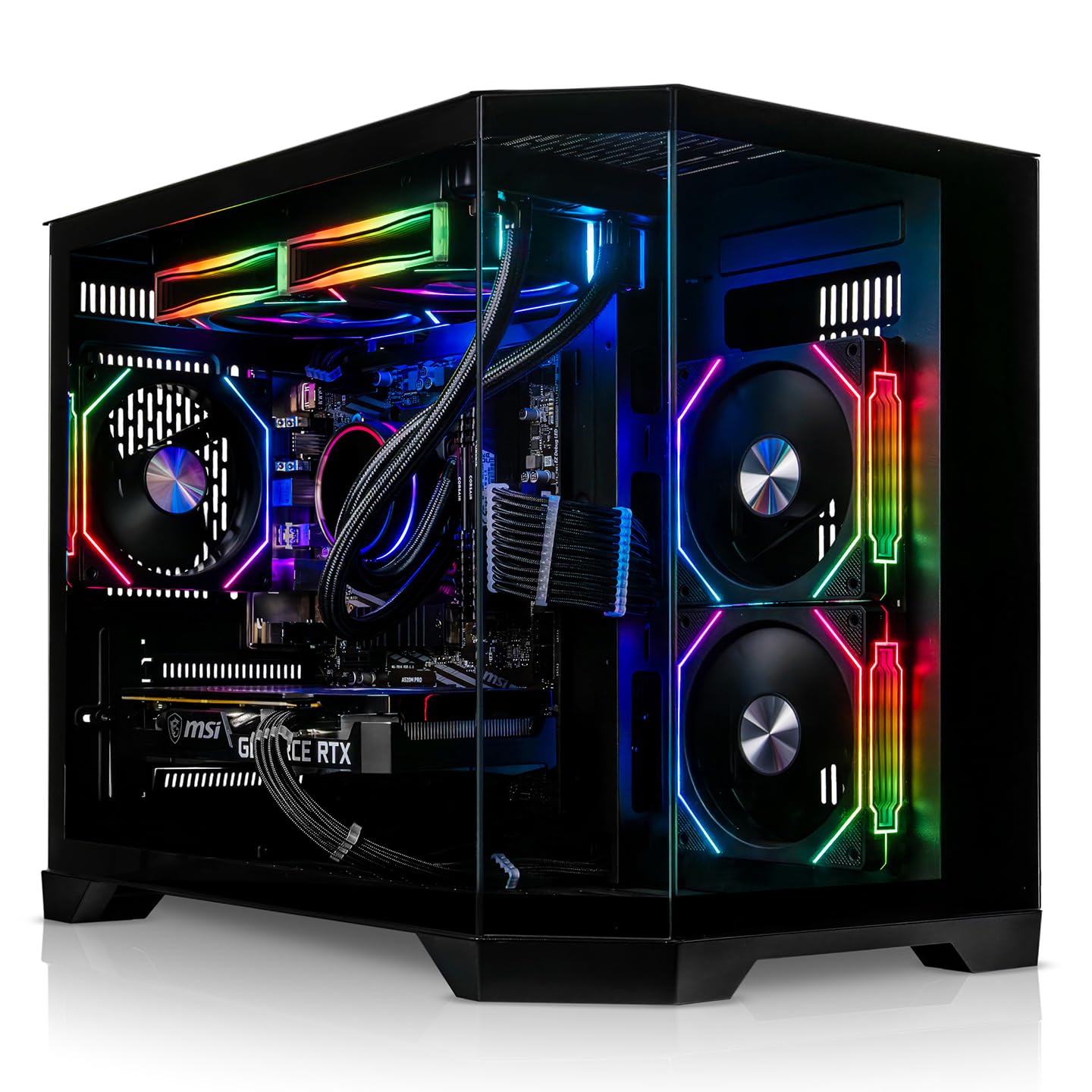 ADMI Gaming PC: AMD Ryzen 7 5700X - AIO Liquid Cooler - RTX 5060 8GB GDDR7 - DDR4 32GB - NVME 1TB - Mars ARGB Panoramic Case (Black) - WiFi - Windows 11
