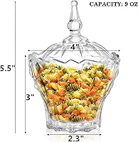 Vista 2 de DEAYOU Paquete de 4 tarros decorativos para dulces, plato de cristal para dulces con tapa, tarro de cristal de diamante, tarro pequeño cubierto