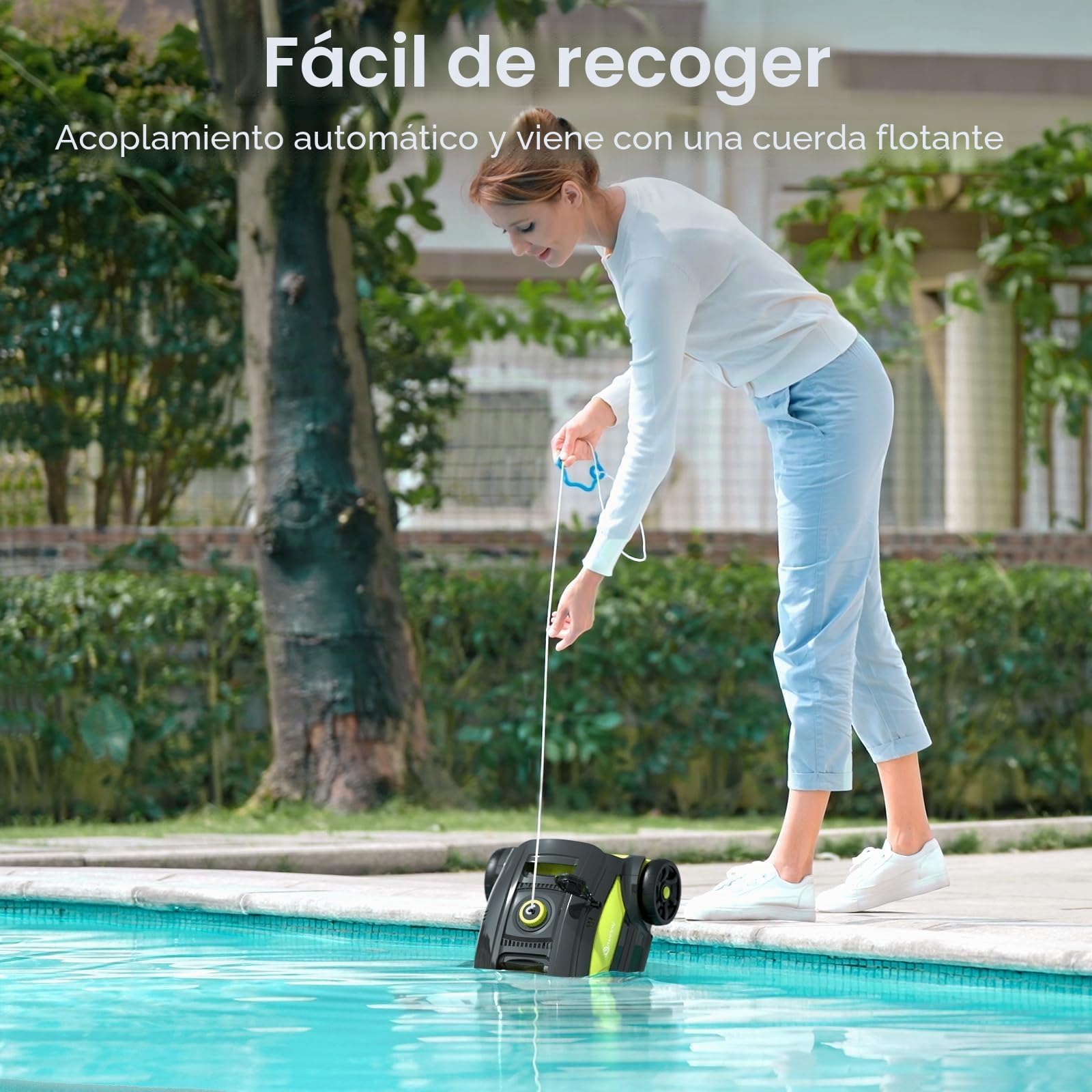 WINNY POOL CLEANER Winny 300II Robot Limpiafondos Piscina Automatico, Limpiador De Piscina Sin Cable, 120 Min, LED, Auto Estacionamiento, para Piscinas Desmontables 100m² - Negro Verde