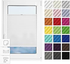 Estika Pleated to measure to glue - Premium collection 23 fabric colours - Quick and easy assembly - Width 30-129 cm, Height 50-149 cm - Blinds for windows