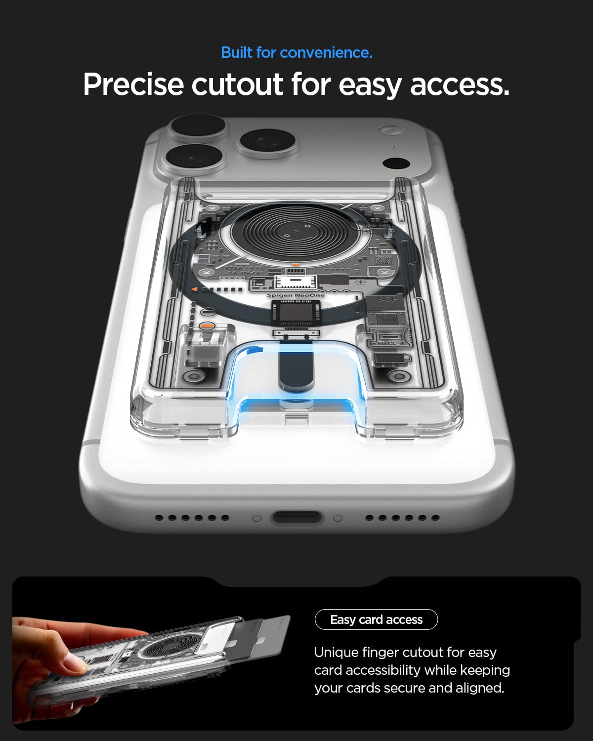 Spigen Ultra Hybrid MagFit Portafoglio MagSafe Wallet Magnetico Portacarte Compatibile con iPhone 17/16/15/14/13/12 Modelle, Accessori MagSafe - NeoOne