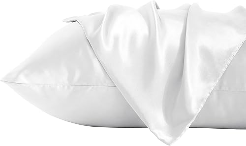 BEDSUM Paquete de 2 fundas de almohada estándar de satén de seda para cabello y piel, fundas de almohada suaves y lujosas con cierre de sobre, 20 x